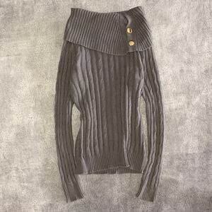 Y2k Suzie Rose Chunky Knit Off the Shoulder Sweater